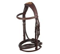 Bridon équitation muserolle combinée en cuir de veau Acavallo Primavera Marron Cob