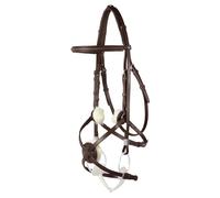 Bridon équitation muserolle combinée mexicaine avec boucles slide&lock Stübben Leitrim Marron Cob