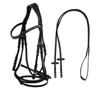 Bridon équitation muserolle combinée pour cheval de dressage avec rênes en caoutchouc Supreme Modello Hemelite Noir Full