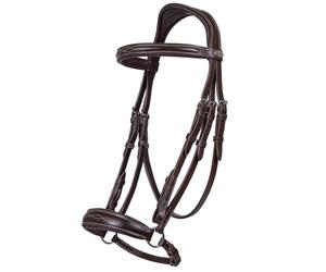 Bridon équitation muserolle combinée QHP Allemande Marron Poney