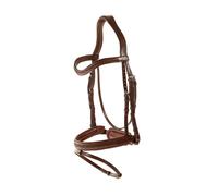 Bridon équitation muserolle combinée tressé avec pull back Dy'on Marron Cob