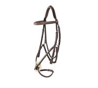 Bridon équitation muserolle croisée synthétique Equestro Marron Poney