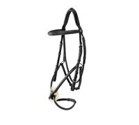 Bridon équitation muserolle croisée synthétique Equestro Noir Cob