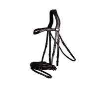 Bridon équitation muserolle en cuir souple Dy'on Noir Full