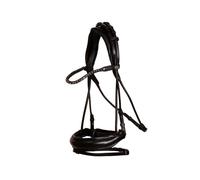 Bridon équitation muserolle large en cuir souple Dy'on Noir Full