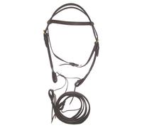 Bridon équitation western double cuir avec rênes Lakota Marron Shetland