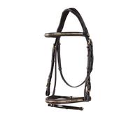 Bridons équitation anatomique pour cheval anglaise en cuir clincher Equestro Marron Cob