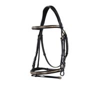 Bridons équitation anatomique pour cheval anglaise en cuir clincher Equestro Noir Cob