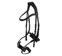 Bridons équitation anatomique pour cheval en cuir Equestro Collegiate Comfitec Noir Cob