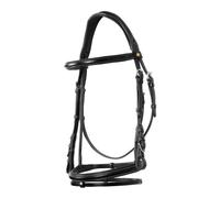 Bridons équitation anatomique pour cheval en cuir Equestro Noir Full