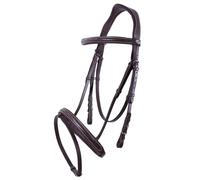 Bridons équitation avec surpiqûres décoratives QHP Marron Poney
