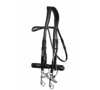 Bridons équitation double en cuir vegan Montar Normandie ECO Noir Full