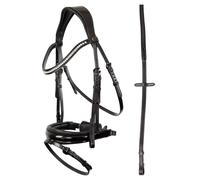 Bridons équitation muserolle combinée anatomique avec du cuir verni ANKY NB Noir Full