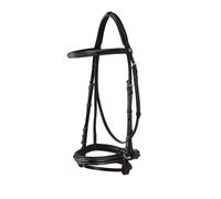 Bridons équitation pour cheval anglais en cuir avec broderies Equestro Marron Cob