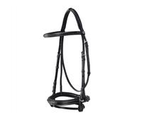 Bridons équitation pour cheval anglais en cuir avec broderies Equestro Noir Poney
