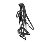 Bridons équitation pour cheval anglaise double rêne Hispano Hipica Balma Noir Cob