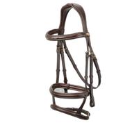 Bridons équitation pour cheval double muserolle LeMieux Kudos Marron Cob