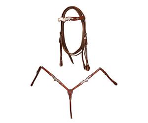 Bridons équitation western pour cheval avec pectoral et rênes Lakota Marron TU