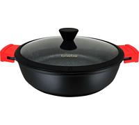 Briebe Black Titanium Poêle à servir pour inductionTitan, Casserole 28cm Fonte d'aluminium Couvercle en verre sans PFOA Noir
