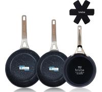 Briebe Black Titanium Set 3 poêles à induction anti-adhésives Titan 20-24-28m, Aluminium forgé Noir