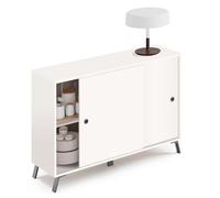 briebe Buffet de salon, meuble de salle à manger auxiliaire, buffet, 2 portes coulissantes, 87 x 120 x 40 cm (H x l x p), design moderne, LYS blanc