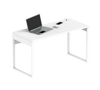 briebe Bureau, table d'ordinateur, bureau, étude, pieds structure métallique 76 x 135 x 60 cm (hauteur x largeur x profondeur) Design industriel, 2 ports USB intégrés, Desk, Smuk blanc Atlas