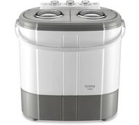 briebe Camp Mini Machine à Laver Portable, Essorage, Camping, Capacité 3 kg, Idéal Voyages, Caravanes, Camping-Cars, Petite Laveuse 2 Compartiments, Faible Consommation, Gris/Blanc