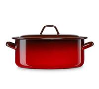 briebe Casserole à induction 20 cm, casserole 2,5 L avec couvercle en acier émaillé vitrifié, compatible vitrocéramique, feu, gaz, four, Ignea Vintage Rouge