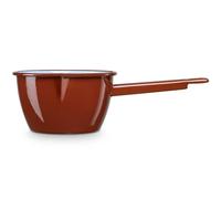 briebe Casserole de cuisine avec bec verseur en acier émaillé 16 cm, bouilloire vitrée 1,70 l avec poignée, convient à induction, vitrocéramique, feu, gaz, four, terre vintage marron tuile