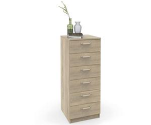briebe Chiffonnier pour chambre haute, commode, 6 tiroirs, 110 x 40 x 40 cm (H x l x p), chambre double, jeune, enfant, Prakt, chêne cambrian