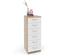 briebe Chiffonnier pour chambre haute, commode, 6 tiroirs, 110 x 40 x 40 cm (hauteur x largeur x profondeur), chambre double, jeune, enfant, Prakt, chêne cambrian/blanc