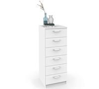 briebe Chiffonnier pour chambre haute, commode, 6 tiroirs, 110 x 40 x 40 cm (hauteur x largeur x profondeur), chambre double, jeune, enfant, Prakt, blanc