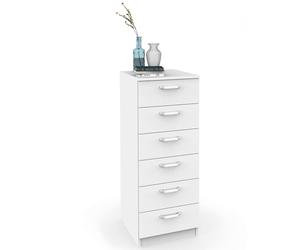 briebe Chiffonnier pour chambre haute, commode, 6 tiroirs, 110 x 40 x 40 cm (hauteur x largeur x profondeur), chambre double, jeune, enfant, Prakt, blanc