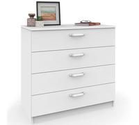 briebe Commode chambre, commode 4 tiroirs, chiffonnier 78 x 74 x 40 cm (hauteur x largeur x profondeur), chambre double, jeune, enfant, Prakt, blanc