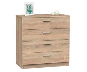 briebe Commode chambre, commode 4 tiroirs, chiffonnier 78 x 74 x 40 cm (hauteur x largeur x profondeur), chambre double, jeune, enfant, Nova Roble Cambrian