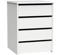 briebe Commode pour armoire intérieure, table de chevet, commode chambre, chiffonnier 4 tiroirs, 63,5 x 46 x 45 cm (hauteur x largeur x profondeur) Bureau (Blanc brillant)