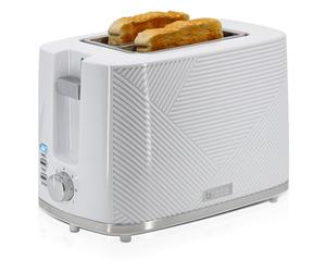 briebe Elegance Grille Pain 2 Fentes, Tranches Larges, 7 Niveaux de Dorage, Support à Petits Pains, Décongélation, Réchauffe et Annulation, Plateau à Miettes, 870W, Design Moderne (Blanc)