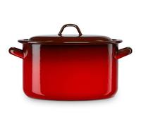 briebe Faitout droit de cuisine à induction 28 cm, grande casserole 10 l avec couvercle en acier émaillé vitrifié, compatible vitrocéramique, feu, gaz, four, Ignea Vintage rouge