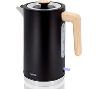 briebe Nordic Bouilloire Électrique 1,7 L, sans Fil, 2200 W Ébullition Rapide, sans BPA, Base 360°, Contrôleur Strix, Arrêt Automatique, Design Nordique, Poignée Effet Bois, Noir