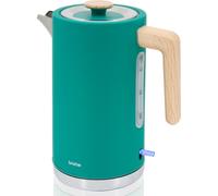briebe Nordic Bouilloire Électrique 1,7 L, sans Fil, 2200 W Ébullition Rapide, sans BPA, Base 360°, Contrôleur Strix, Arrêt Automatique, Design Nordique, Poignée Effet Bois, Vert