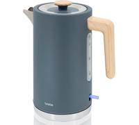briebe Nordic Bouilloire Électrique 1,7 L, sans Fil, 2200 W Ébullition Rapide, sans BPA, Base 360°, Contrôleur Strix, Arrêt Automatique, Design Nordique, Poignée Effet Bois,Gris