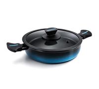 briebe MARE Casserole basse induction, acier forgé 28 cm, antiadhésif, sans PFOA, boîte professionnelle, haute résistance, convient pour tous types de feux, couvercle en verre, fabriquée en Espagne