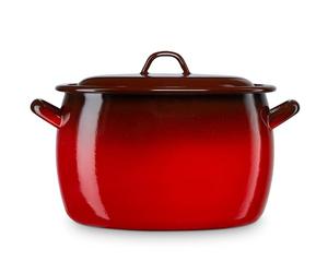 briebe Marmite bombée de cuisine à induction 14 cm, casserole 2 L avec couvercle en acier émaillé vitrifié, compatible vitrocéramique, feu, gaz, four, Ignea Vintage Rouge