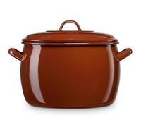 briebe Marmite bombée de cuisine à induction 26 cm, grande casserole 10 l avec couvercle en acier émaillé vitrifié, compatible vitrocéramique, feu, gaz, four, terre vintage marron tuile