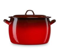 briebe Marmite bombée de cuisine à induction 26 cm, grande casserole 10 l avec couvercle en acier émaillé vitrifié, compatible vitrocéramique, feu, gaz, four, Ignea Vintage rouge