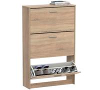 briebe Meuble à chaussures d'entrée étroit en bois 3 portes 119,5 x 74 x 25 cm (H x l x P) 18 paires Nova (chêne cambrian)