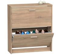 briebe Meuble à chaussures d'entrée étroit en bois pour chaussures, 2 portes, 82 x 74 x 25 cm (hauteur x largeur x profondeur), 12 paires environ, Nova (chêne cambrian)