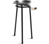 Set Paella Brûleur à Gaz 30cm + Poêle à Paella Émaillée 38cm + Support à 3 Pieds Noir MINI Briebe