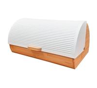 briebe Nordic Boîte à Pain en Bois de Bambou, Couvercle Coulissant pour Conserver le Painen, Bread Box pour le Rangement des Viennoiseries, Design Nordique Moderne, Blanc
