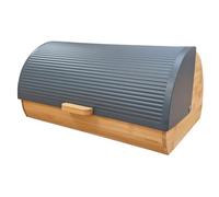 briebe Nordic Boîte à Pain en Bois de Bambou, Couvercle Coulissant pour Conserver le Painen, Bread Box pour le Rangement des Viennoiseries, Design Nordique Moderne, Gris